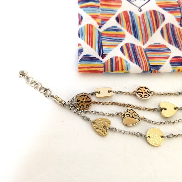 Brighton 3 Strand Retired Bracelet Hearts, Discs, Rectangles 7-8 inches Pouch - Picture 3 of 5